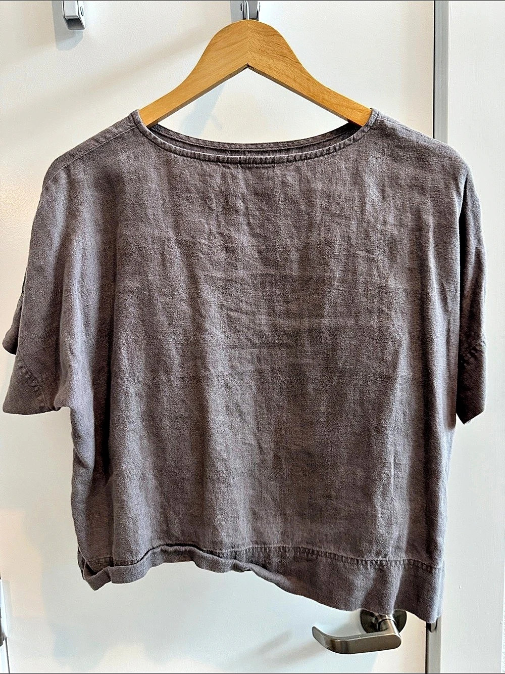 Linenfox Mona Short Sleeve Top in Brown Size XS